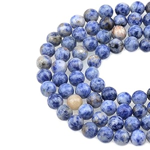 lpbeads 100pcs 8mm natural blue spot jasper gemstone round loose beads for jewelry making with crystal stretch cord