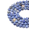 LPBeads 100PCS 8mm Natural Blue Spot Jasper Gemstone Round Loose Beads for Jewelry Making with Crystal Stretch Cord