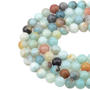 lpbeads 100pcs 8mm natural colorful amazonite gemstone round loose beads for jewelry making with crystal stretch cord