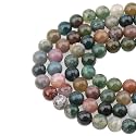 LPBeads 100PCS 8mm Natural Colorful Indian Agate Gemstone Round Loose Beads for Jewelry Making with Crystal Stretch Cord