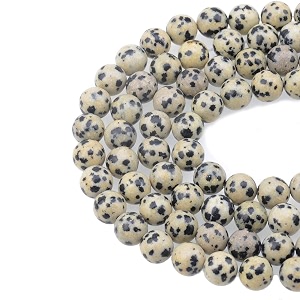 lpbeads 100pcs 8mm natural dalmatian beads gemstone round loose beads for jewelry making with crystal stretch cord
