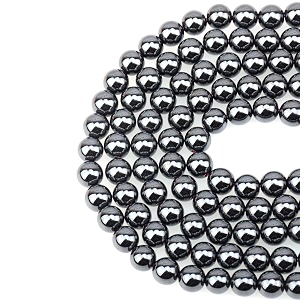 lpbeads 100pcs 8mm natural hematite beads gemstone round loose beads for jewelry making with crystal stretch cord