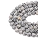 LPBeads 100PCS 8mm Natural Map Jasper Gemstone Round Loose Beads for Jewelry Making with Crystal Stretch Cord