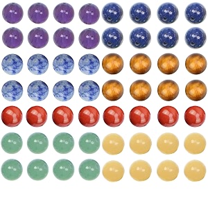 lpbeads 100pcs 8mm natural mixed chakra beads round loose gemstone for jewelry making with crystal stretch cord
