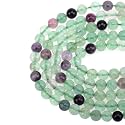 LPBeads 100PCS 8mm Natural Multicolor Fluorite Beads Gemstone Round Loose Beads for Jewelry Making with Crystal Stretch Cord