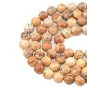 LPBeads 100PCS 8mm Natural Picture Jasper Gemstone Round Loose Beads for Jewelry Making with Crystal Stretch Cord