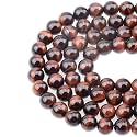 LPBeads 100PCS 8mm Natural Red Tiger Eye Gemstone Round Loose Beads for Jewelry Making with Crystal Stretch Cord
