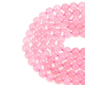 lpbeads 100pcs 8mm natural rose quartz beads gemstone round loose beads for jewelry making with pink stretch cord