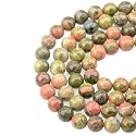 LPBeads 100PCS 8mm Natural Unakite Beads Gemstone Round Loose Beads for Jewelry Making with Crystal Stretch Cord