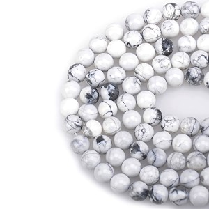 lpbeads 100pcs 8mm natural white howlite beads gemstone round loose beads for jewelry making with crystal stretch cord