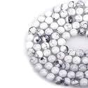 LPBeads 100PCS 8mm Natural White Howlite Beads Gemstone Round Loose Beads for Jewelry Making with Crystal Stretch Cord