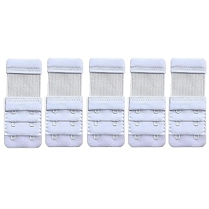 lpx bra hook extender-2 hook - 3 rows with extra elastic save your bra increase white pack of 5