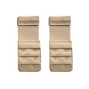 lpx bra hook extender-2 hook - 3 rows with extra elastic save your bra increase beige pack of 2