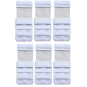 lpx bra hook extender-2 hook - 3 rows with extra elastic save your bra increase white pack of 6