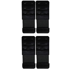 lpx bra hook extender-2 hook - 3 rows with extra elastic save your bra increase black pack of 4