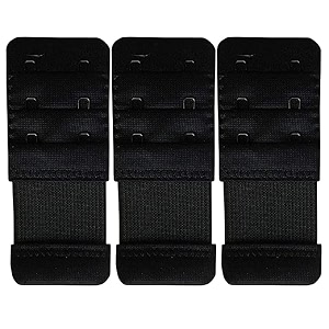 lpx bra hook extender-2 hook - 3 rows with extra elastic save your bra increase black pack of 2