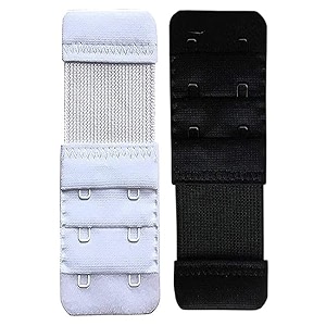 lpx bra hook extender-2 hook - 3 rows with extra elastic save your bra increase blackwhite pack of 2