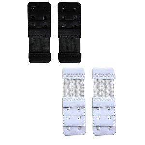 lpx bra hook extender-2 hook - 3 rows with extra elastic save your bra increase blackwhite pack of 4