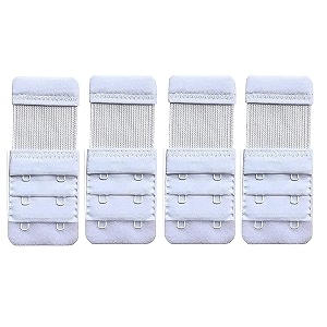 lpx bra hook extender-2 hook - 3 rows with extra elastic save your bra increase white pack of 4