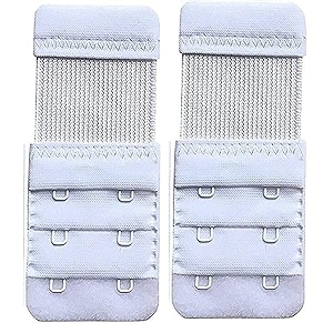 lpx bra hook extender-2 hook - 3 rows with extra elastic save your bra increase white pack of 2