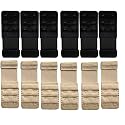 LPX� Bra Hook Extender-2 Hook - 3 Rows (with Extra Elastic) Save Your Bra Increase (Black,Beige (Pack of 12))