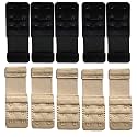 LPX� Bra Hook Extender-2 Hook - 3 Rows (with Extra Elastic) Save Your Bra Increase (Black,Beige (Pack of 10))