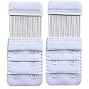 LPX� Bra Hook Extender-2 Hook - 3 Rows (with Extra Elastic) Save Your Bra Increase (White (Pack of 2))