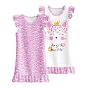 LQSZ Girls Nightgowns Soft Toddler Princess Pajamas Dress for Kids 2pcs