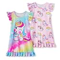 LQSZ Girls Nightgowns Soft Toddler Princess Pajamas Dress for Kids 2pcs
