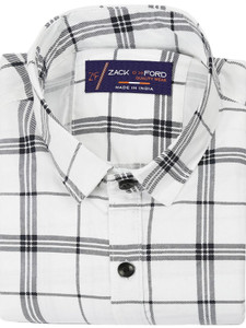 LRK Men Checkered Casual White Shirt