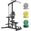 LS01 LAT Pulldown Machine, LAT Row Cable Machine with AB Crunch, LAT Tower with Cable Row Attachments, 3 in 1 Pulley Stations for Home Gym
