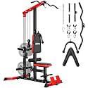 LS01 LAT Pulldown Machine, LAT Row Cable Machine with AB Crunch, LAT Tower with Cable Row Attachments, 3 in 1 Pulley Stations for Home Gym
