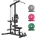 LS01 LAT Pulldown Machine, LAT Row Cable Machine with AB Crunch, LAT Tower with Cable Row Attachments, 3 in 1 Pulley Stations for Home Gym