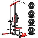 LS01 LAT Pulldown Machine, LAT Row Cable Machine with AB Crunch, LAT Tower with Cable Row Attachments, 3 in 1 Pulley Stations for Home Gym