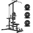 LS01 LAT Pulldown Machine, LAT Row Cable Machine with AB Crunch, LAT Tower with Cable Row Attachments, 3 in 1 Pulley Stations for Home Gym