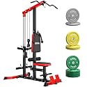LS01 LAT Pulldown Machine, LAT Row Cable Machine with AB Crunch, LAT Tower with Cable Row Attachments, 3 in 1 Pulley Stations for Home Gym