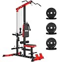 LS01 LAT Pulldown Machine, LAT Row Cable Machine with AB Crunch, LAT Tower with Cable Row Attachments, 3 in 1 Pulley Stations for Home Gym