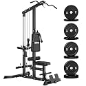 LS01 LAT Pulldown Machine, LAT Row Cable Machine with AB Crunch, LAT Tower with Cable Row Attachments, 3 in 1 Pulley Stations for Home Gym