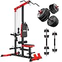 LS01 LAT Pulldown Machine, LAT Row Cable Machine with AB Crunch, LAT Tower with Cable Row Attachments, 3 in 1 Pulley Stations for Home Gym