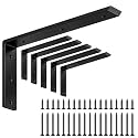 LSK 6PCS Countertop Bracket, L 12"×H 6", Heavy Duty Shelf Bracket, Black