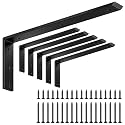 LSK 6PCS Countertop Bracket, L 16"×H 6", Heavy Duty Shelf Bracket, Black