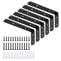 LSK 6PCS L Bracket, L 4"×H 2" Shelf Support Bracket, Max Load :42lb, Black