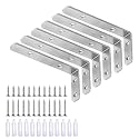 LSK 6PCS L Bracket, L 4"×H 2" Shelf Support Bracket, Max Load :42lb, Silver