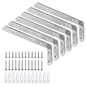 LSK 6PCS L Bracket, L 5"×H 2" Shelf Support Bracket, Max Load :42lb, Silver