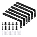 LSK 6PCS L Bracket, L 5"×H 2" Shelf Support Bracket, Max Load :42lb, Black