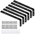 LSK 6PCS L Bracket, L 6"×H 2" Shelf Support Bracket, Max Load :42lb, Black