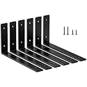 LSK 6PCS Shelf Bracket, L 10"×H 5", 5mm Thick Heavy Duty L Bracket, Black