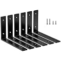 LSK 6PCS Shelf Bracket, L 8"×H 5", 5mm Thick Heavy Duty L Bracket, Black