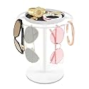 LSK Metal Sunglass Organizer, Glasses Holder Stand with Storage Tray, White