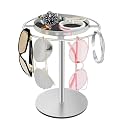 LSK Metal Sunglasses Organizer, Glasses Stand with Storage Tray, Silver